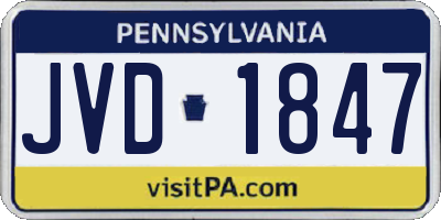 PA license plate JVD1847