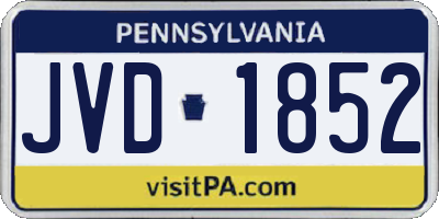 PA license plate JVD1852