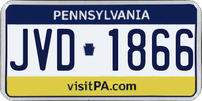 PA license plate JVD1866