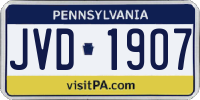 PA license plate JVD1907
