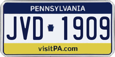 PA license plate JVD1909