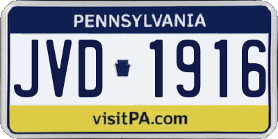 PA license plate JVD1916
