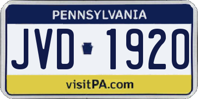 PA license plate JVD1920