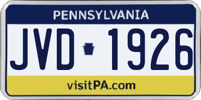 PA license plate JVD1926