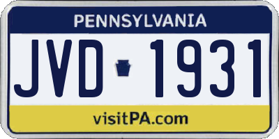 PA license plate JVD1931