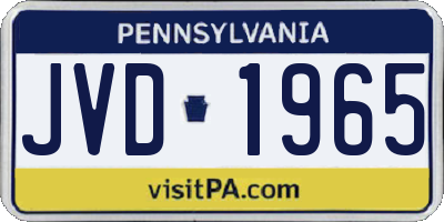 PA license plate JVD1965