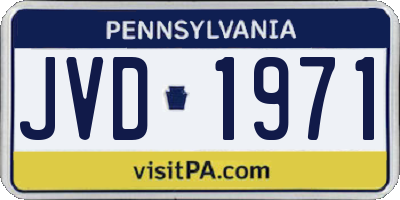 PA license plate JVD1971