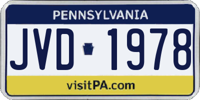 PA license plate JVD1978