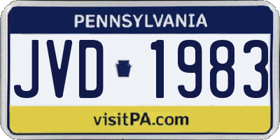 PA license plate JVD1983
