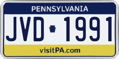 PA license plate JVD1991