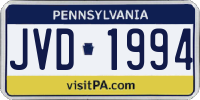 PA license plate JVD1994