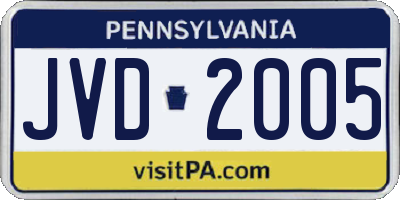 PA license plate JVD2005
