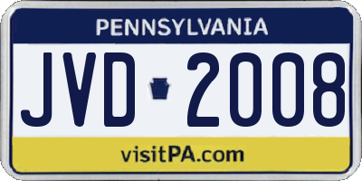 PA license plate JVD2008