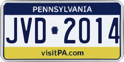 PA license plate JVD2014