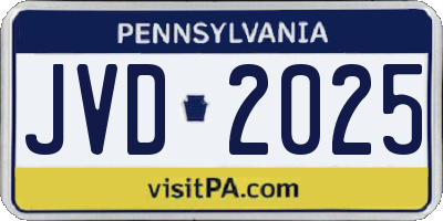 PA license plate JVD2025