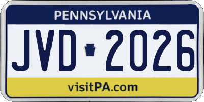 PA license plate JVD2026