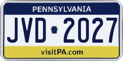 PA license plate JVD2027