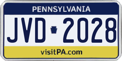 PA license plate JVD2028