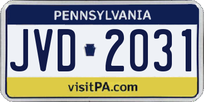 PA license plate JVD2031