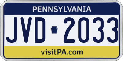 PA license plate JVD2033