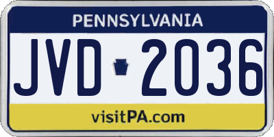 PA license plate JVD2036