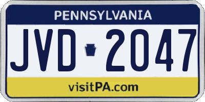 PA license plate JVD2047