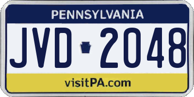 PA license plate JVD2048