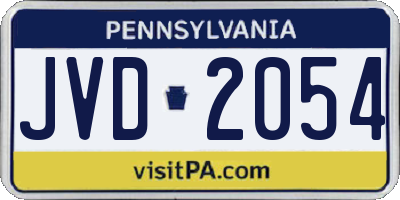 PA license plate JVD2054