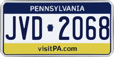 PA license plate JVD2068