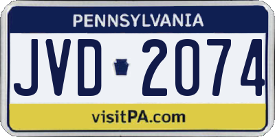 PA license plate JVD2074