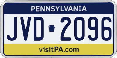 PA license plate JVD2096