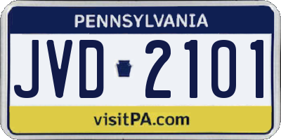PA license plate JVD2101