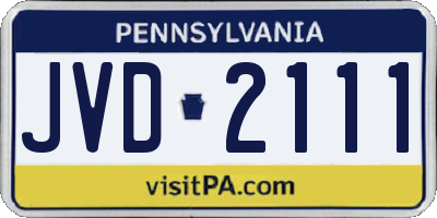 PA license plate JVD2111