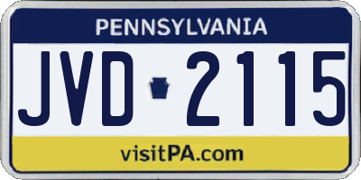 PA license plate JVD2115