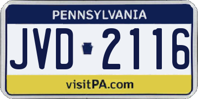 PA license plate JVD2116