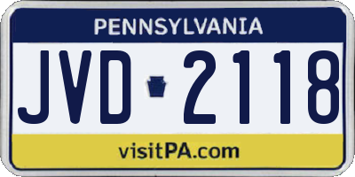 PA license plate JVD2118