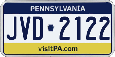 PA license plate JVD2122