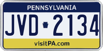 PA license plate JVD2134