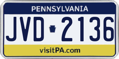 PA license plate JVD2136