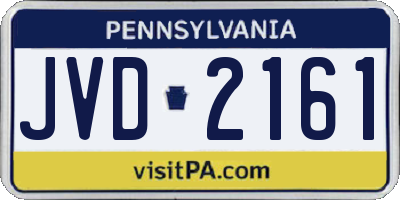 PA license plate JVD2161