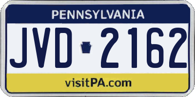 PA license plate JVD2162