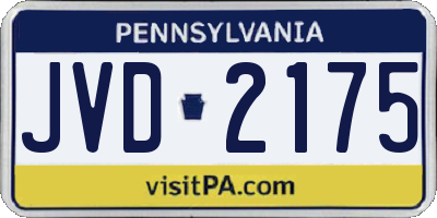 PA license plate JVD2175