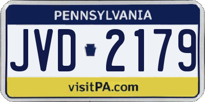 PA license plate JVD2179
