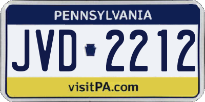 PA license plate JVD2212