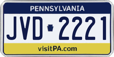 PA license plate JVD2221
