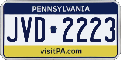 PA license plate JVD2223