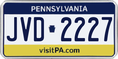 PA license plate JVD2227