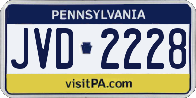 PA license plate JVD2228