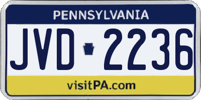 PA license plate JVD2236