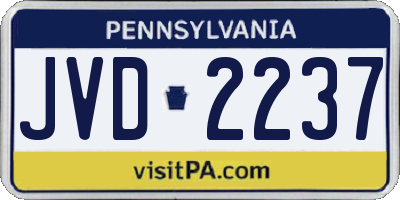PA license plate JVD2237